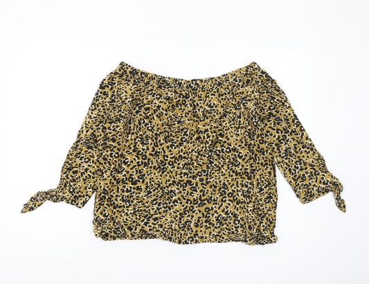 Karen Millen Women's Animal Print Off Shoulder Blouse, Size 10