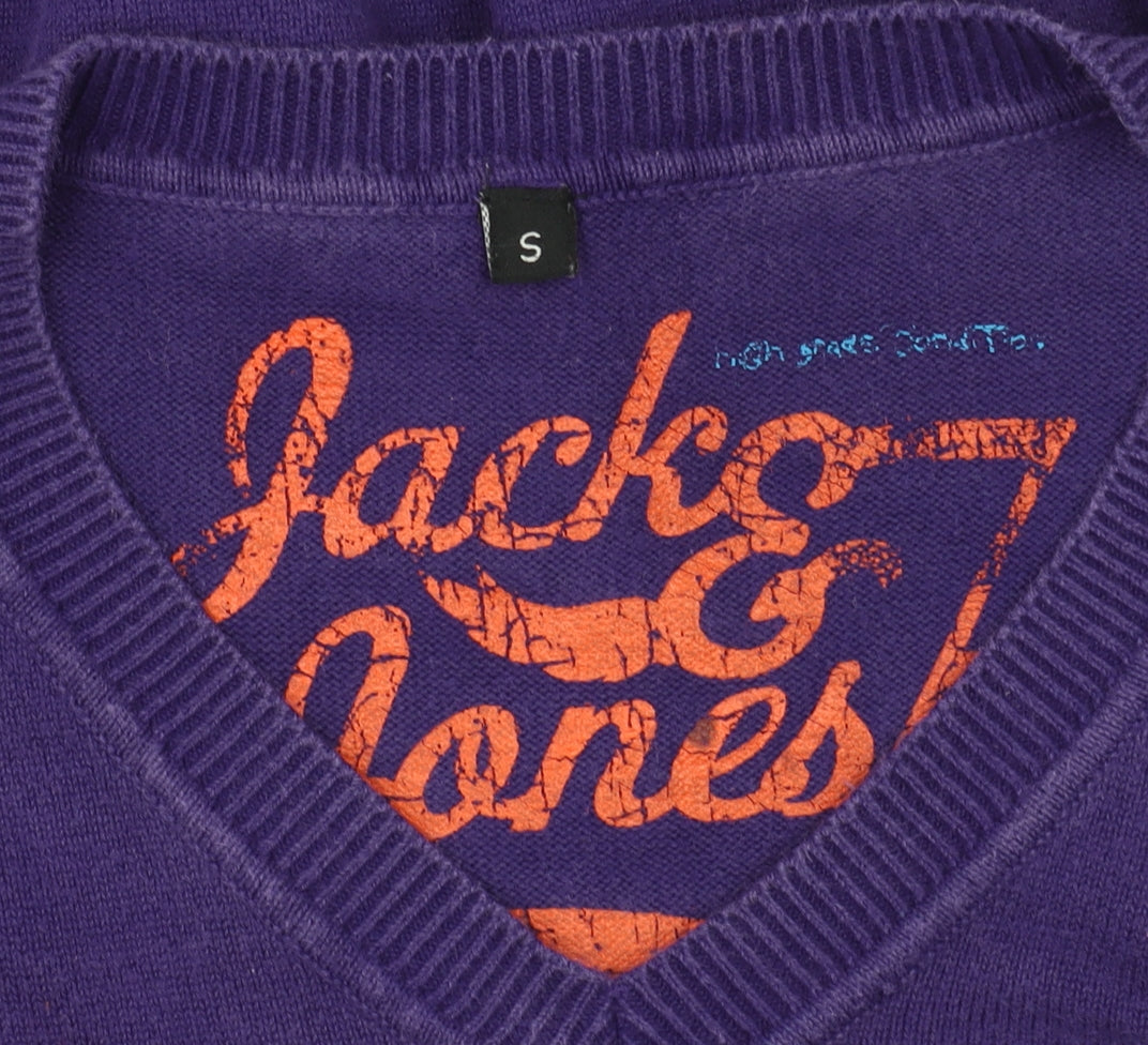 Jack & Jones Men's Purple V-Neck Pullover Jumper S