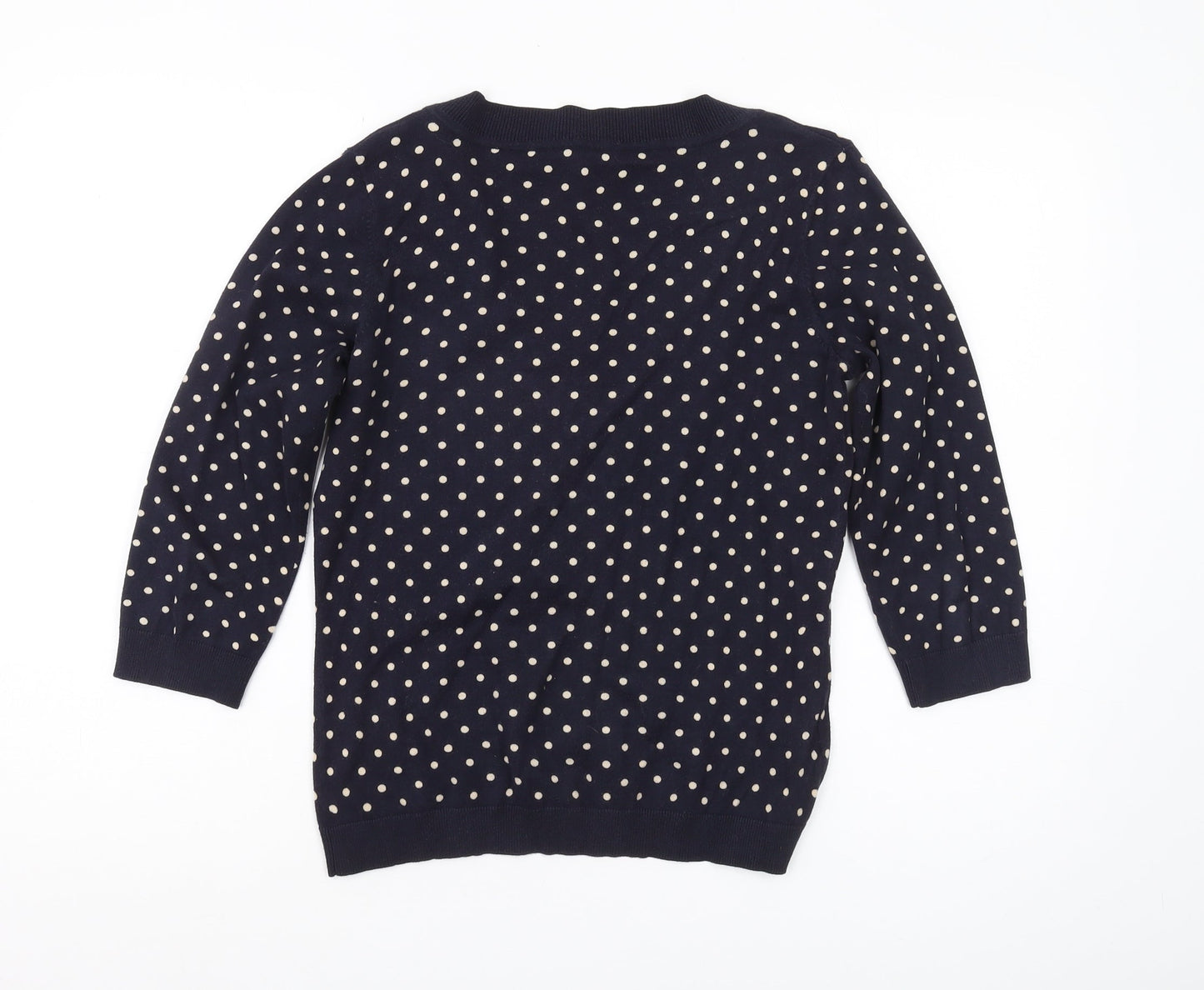 Laura Ashley Women's Blue Polka Dot V-Neck Jumper Size 10