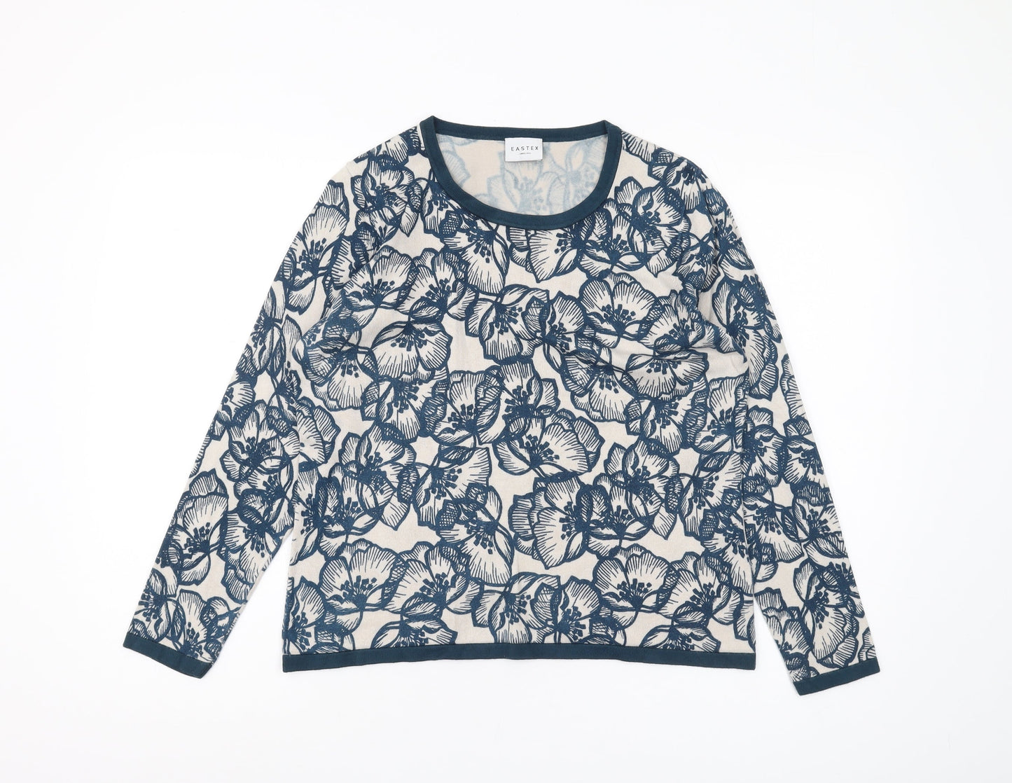 Eastex Women's Blue Floral Pullover Jumper Size 12
