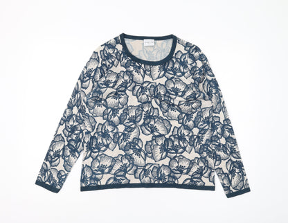 Eastex Women's Blue Floral Pullover Jumper Size 12