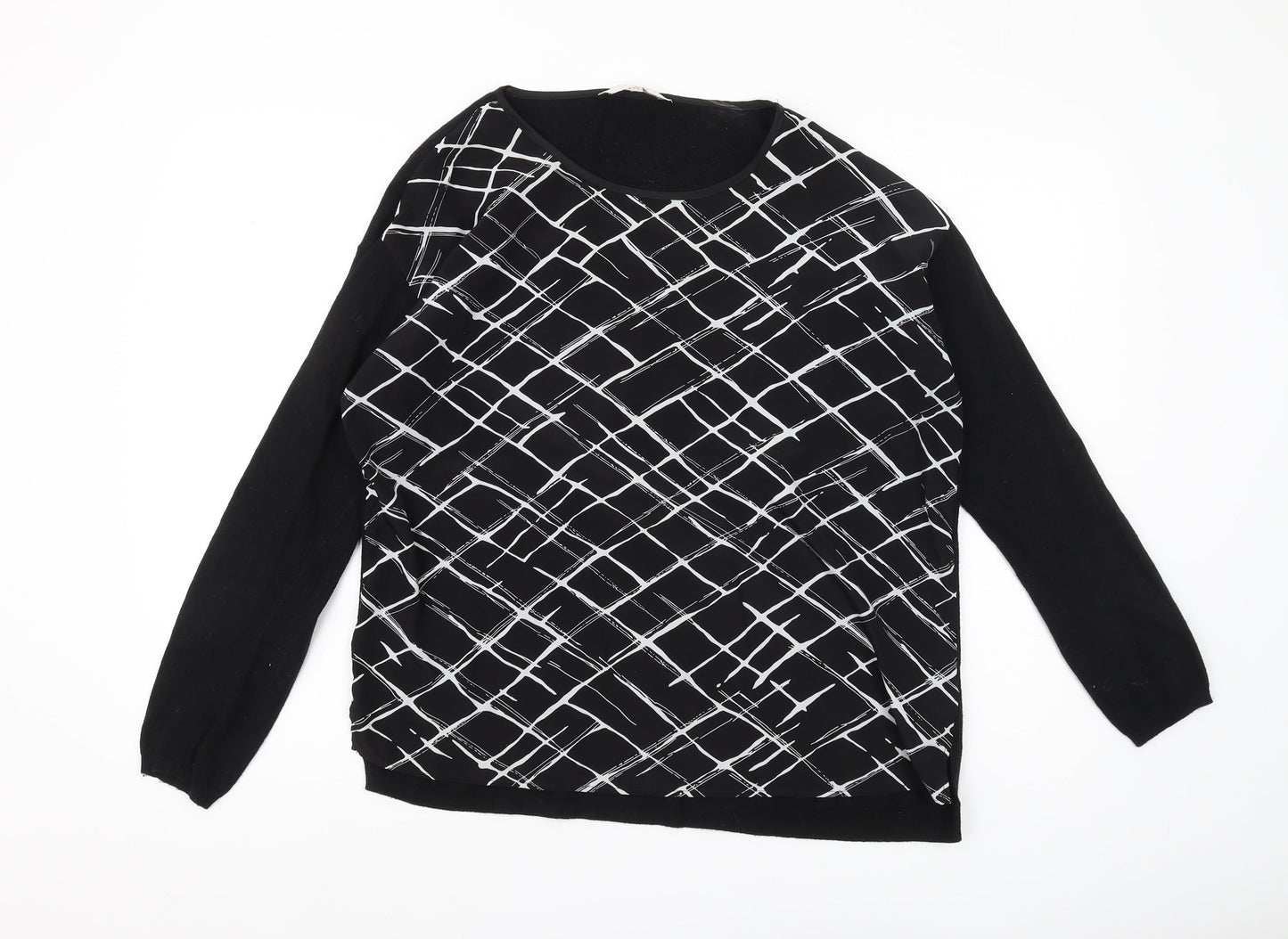 Jasper Conran Women's Black Geometric Pullover Jumper Size 14