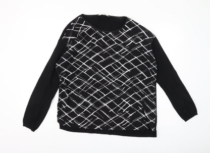 Jasper Conran Women's Black Geometric Pullover Jumper Size 14