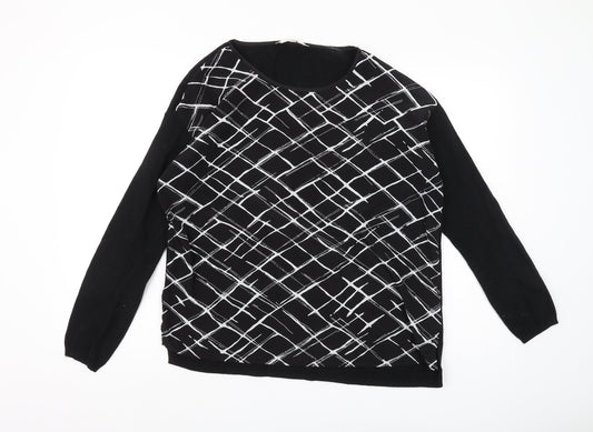 Jasper Conran Women's Black Geometric Pullover Jumper Size 14