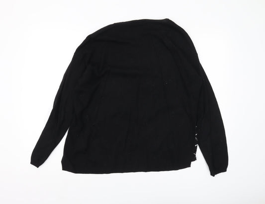 Jasper Conran Women's Black Geometric Pullover Jumper Size 14