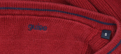 Guise Men's Red V-Neck Pullover Jumper, Size S