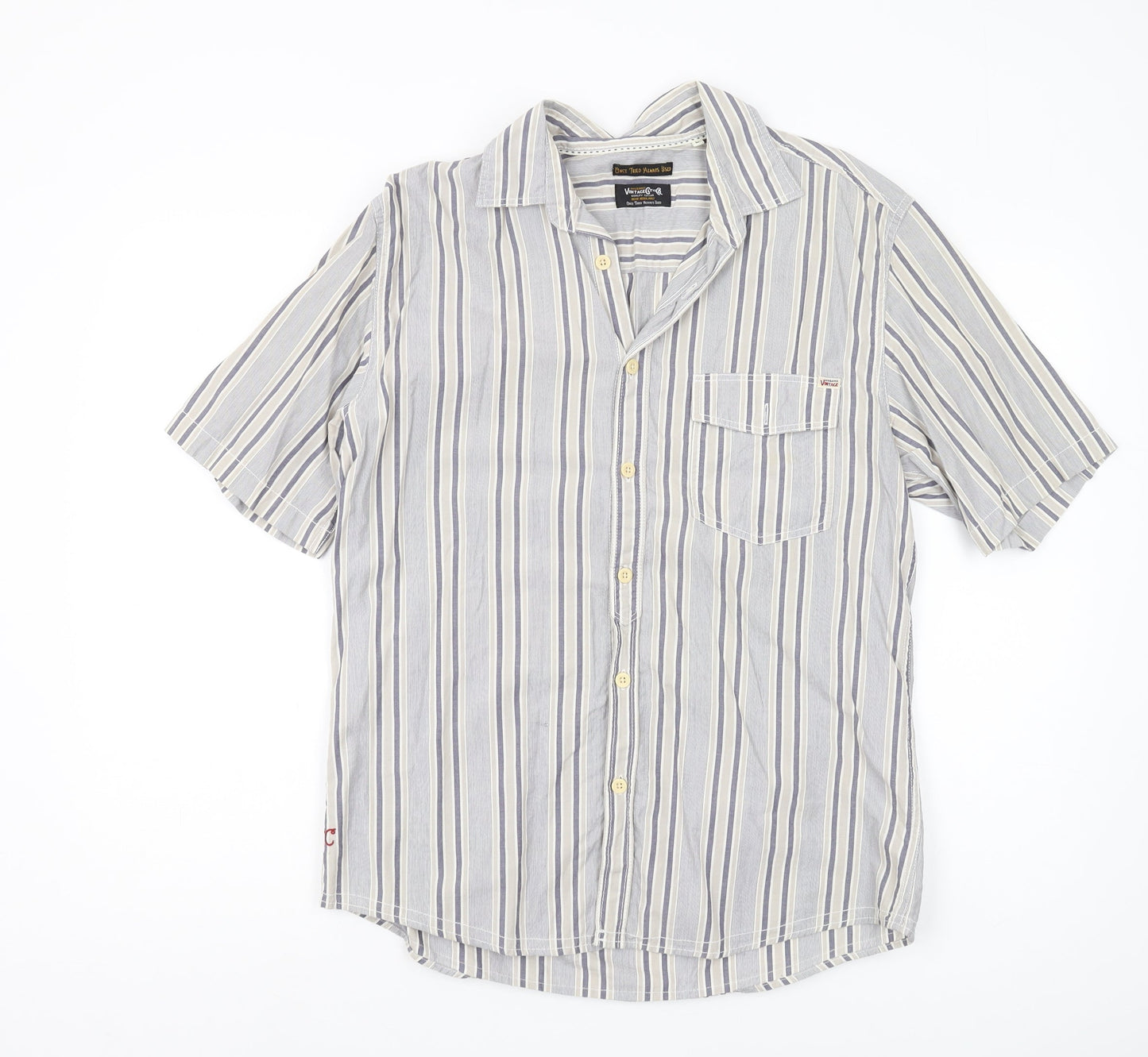 Jack & Jones Men's Beige Striped Cotton Shirt, S/S