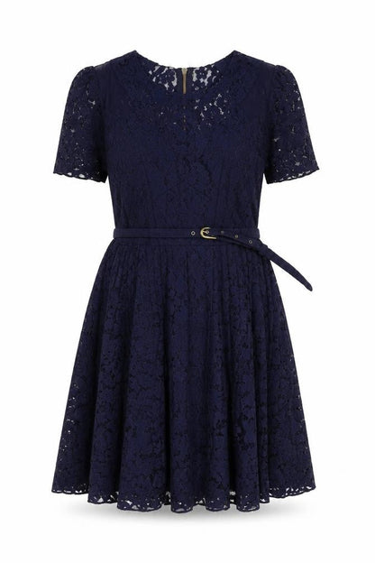 Whistles Women's Blue A-Line Lace Knee Length Dress Size 10