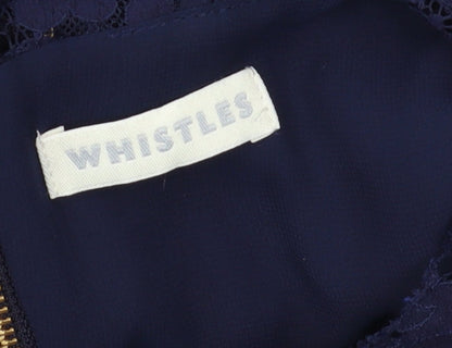 Whistles Women's Blue A-Line Lace Knee Length Dress Size 10
