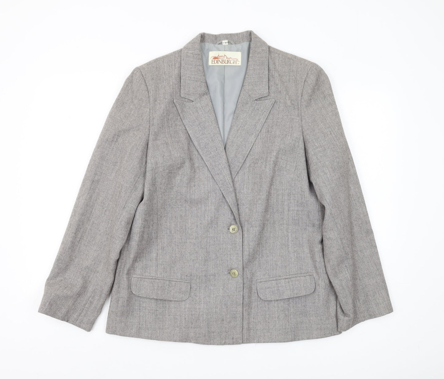 Edinburgh Women's Grey Wool Blazer Size 14 UK