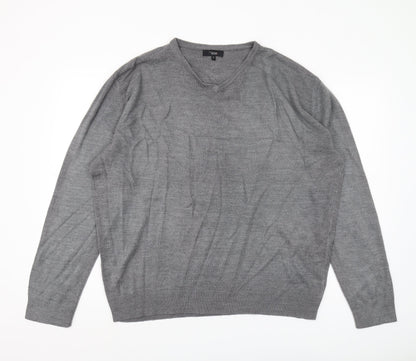 Thomas Nash Men's Grey Wool V-Neck Pullover Jumper L