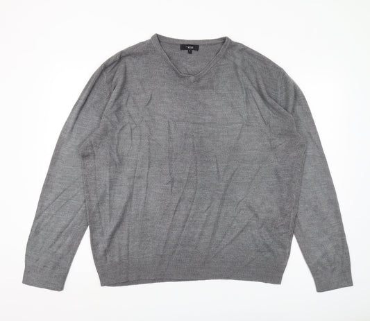 Thomas Nash Men's Grey Wool V-Neck Pullover Jumper L