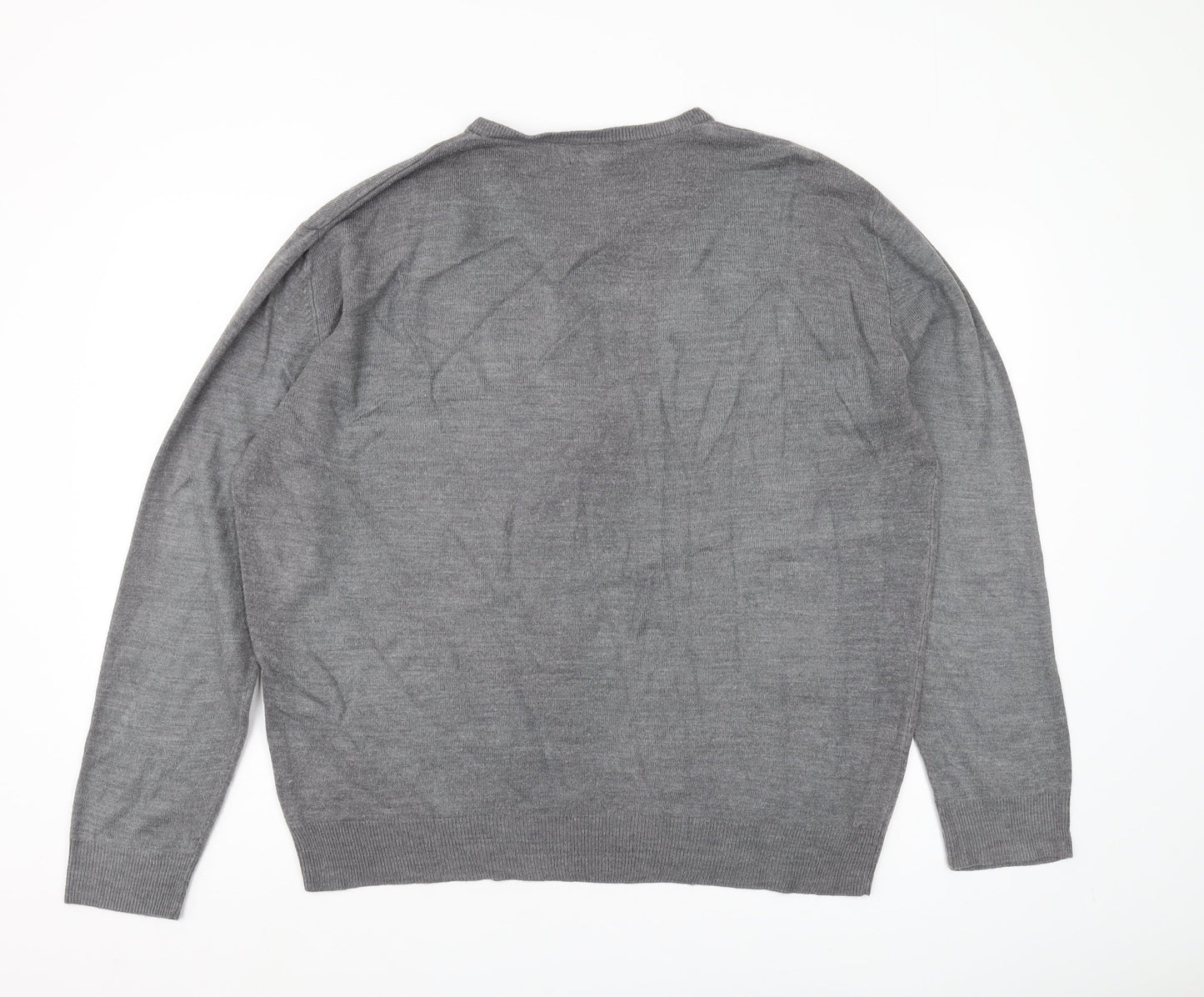 Thomas Nash Men's Grey Wool V-Neck Pullover Jumper L