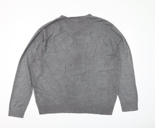 Thomas Nash Men's Grey Wool V-Neck Pullover Jumper L