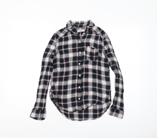 Front view of Abercrombie Kids girls’ multicoloured plaid button-up shirt 11-12y