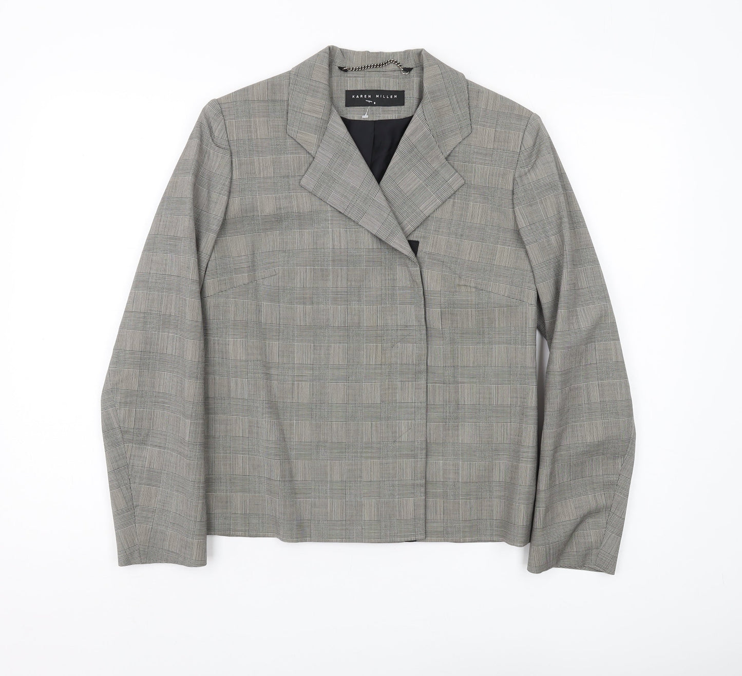Karen Millen Women Grey Check Blazer Size 12
