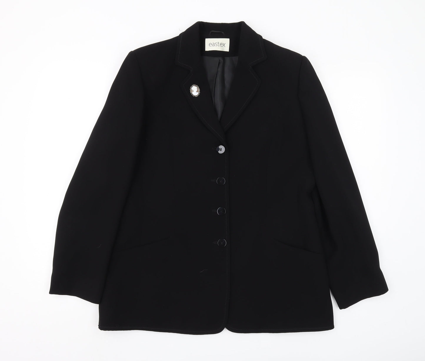 Eastex Women's Black Blazer Size 12 Lined Mid-Length