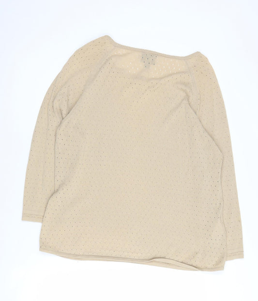 Laura Ashley Women's Beige Open-Knit Pullover Jumper XL