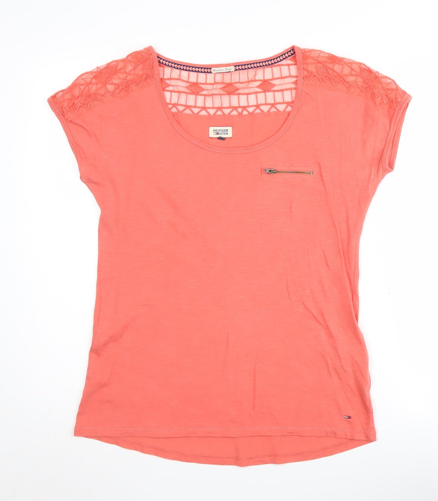 Womens UK Size S Hilfiger Denim Pink Basic T-Shirt