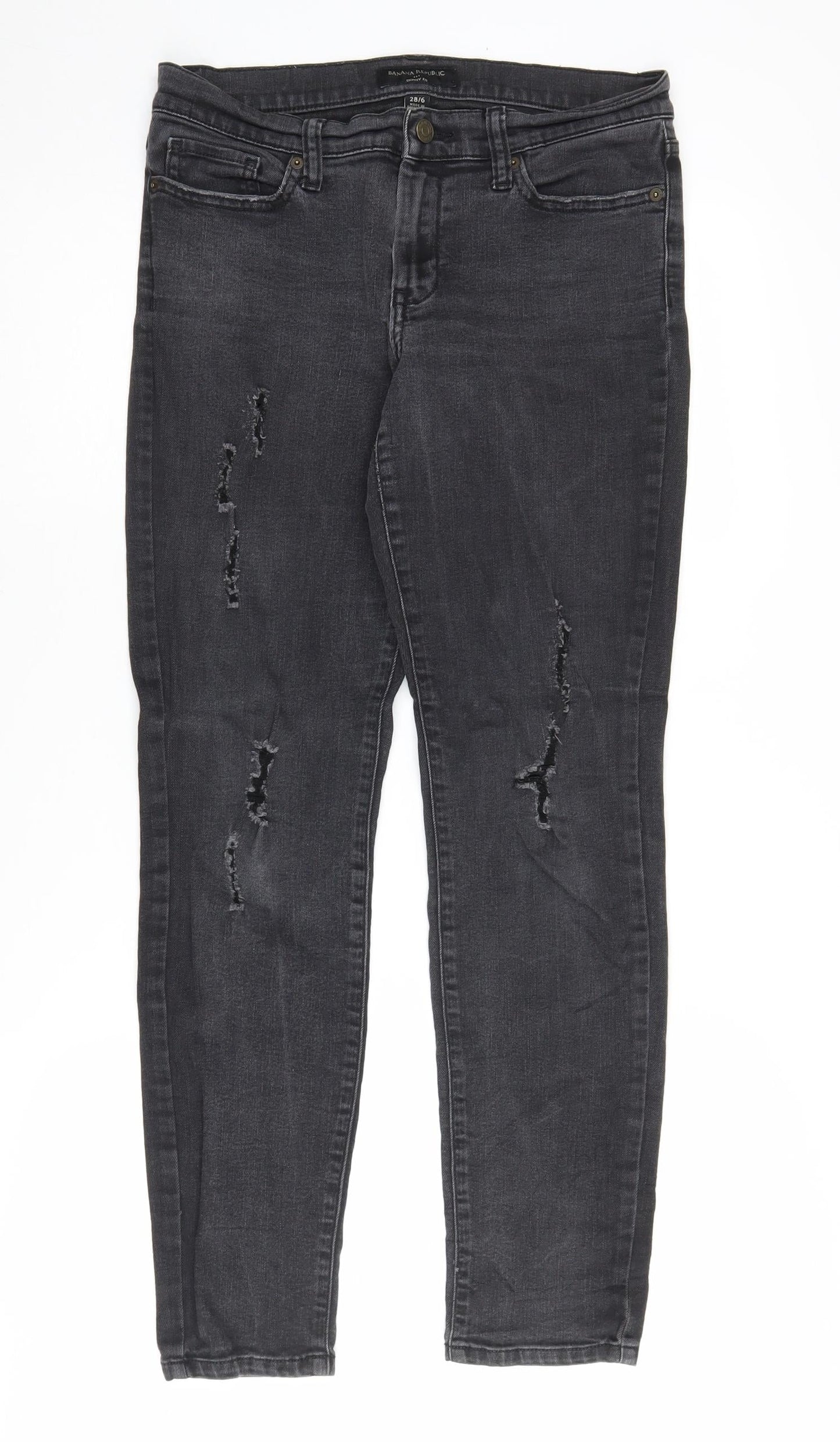 Banana Republic Women's Black Skinny Distressed Jeans Size 10