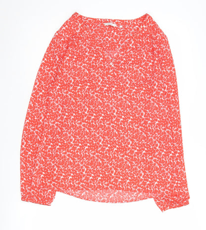 Dockers Women's Red Floral Blouse, Small, Long Sleeve