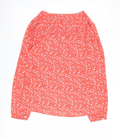 Dockers Women's Red Floral Blouse, Small, Long Sleeve