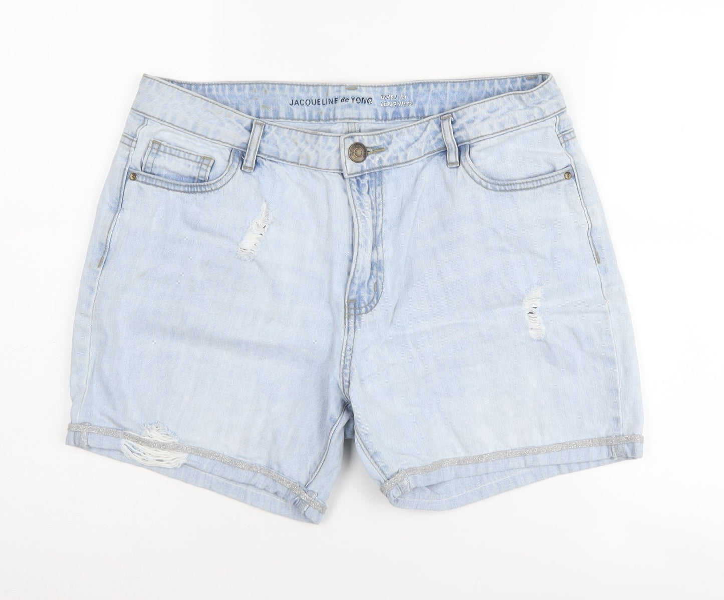Jacqueline de Yong Women's Blue Boyfriend Denim Shorts Size 31