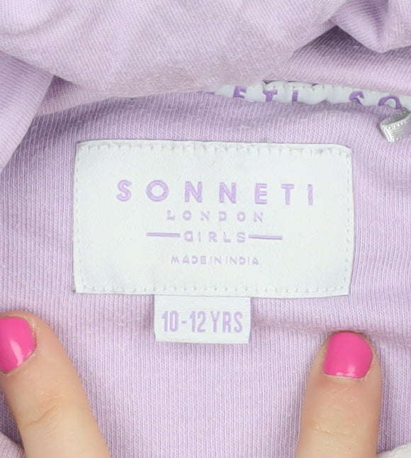 Sonneti Girls Purple Logo Hoodie, Size 10-11 Years