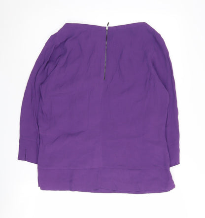 Laura Ashley Women's Purple 3/4 Sleeve Boat Neck Blouse