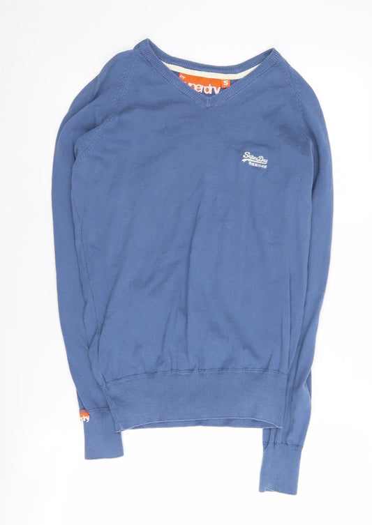 Superdry Men's Blue V-Neck Pullover Jumper - S
