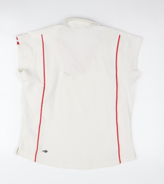 Adidas Women's White Polo Shirt - Size 16, Breathable Stretch