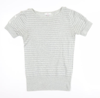 Jasper Conran Women's Grey Striped Pullover, Size 10
