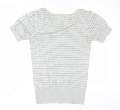Jasper Conran Women's Grey Striped Pullover, Size 10