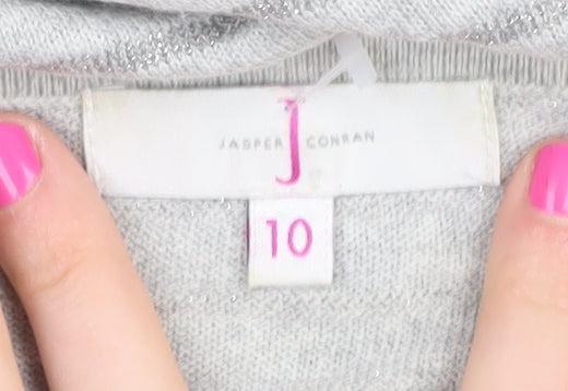 Jasper Conran Women's Grey Striped Pullover, Size 10