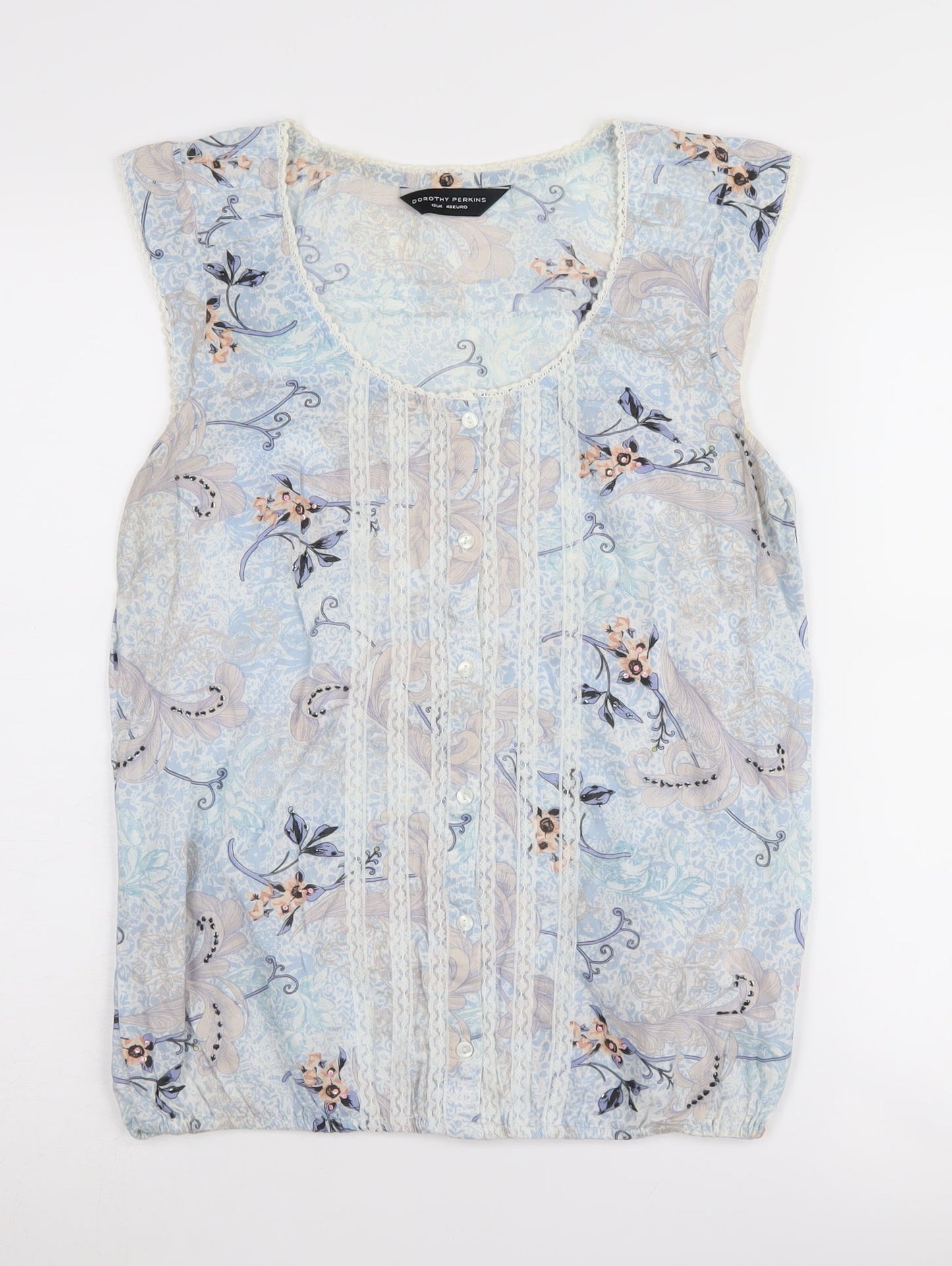 Womens UK Size 12 Dorothy Perkins Blue Basic Blouse