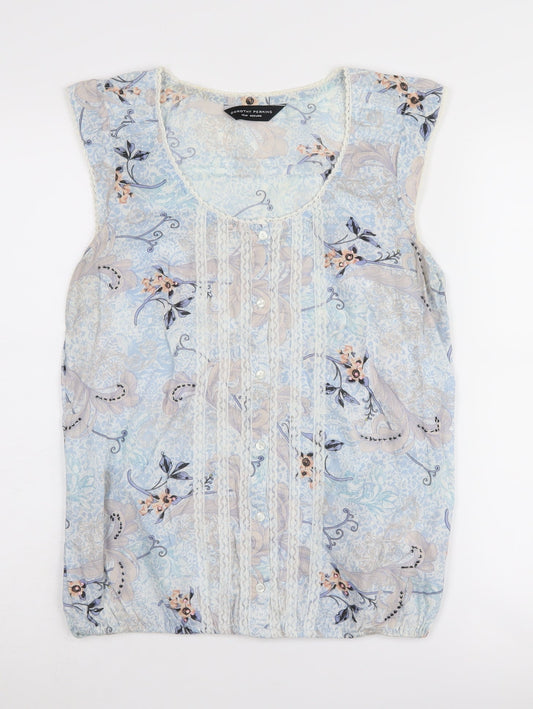 Womens UK Size 12 Dorothy Perkins Blue Basic Blouse