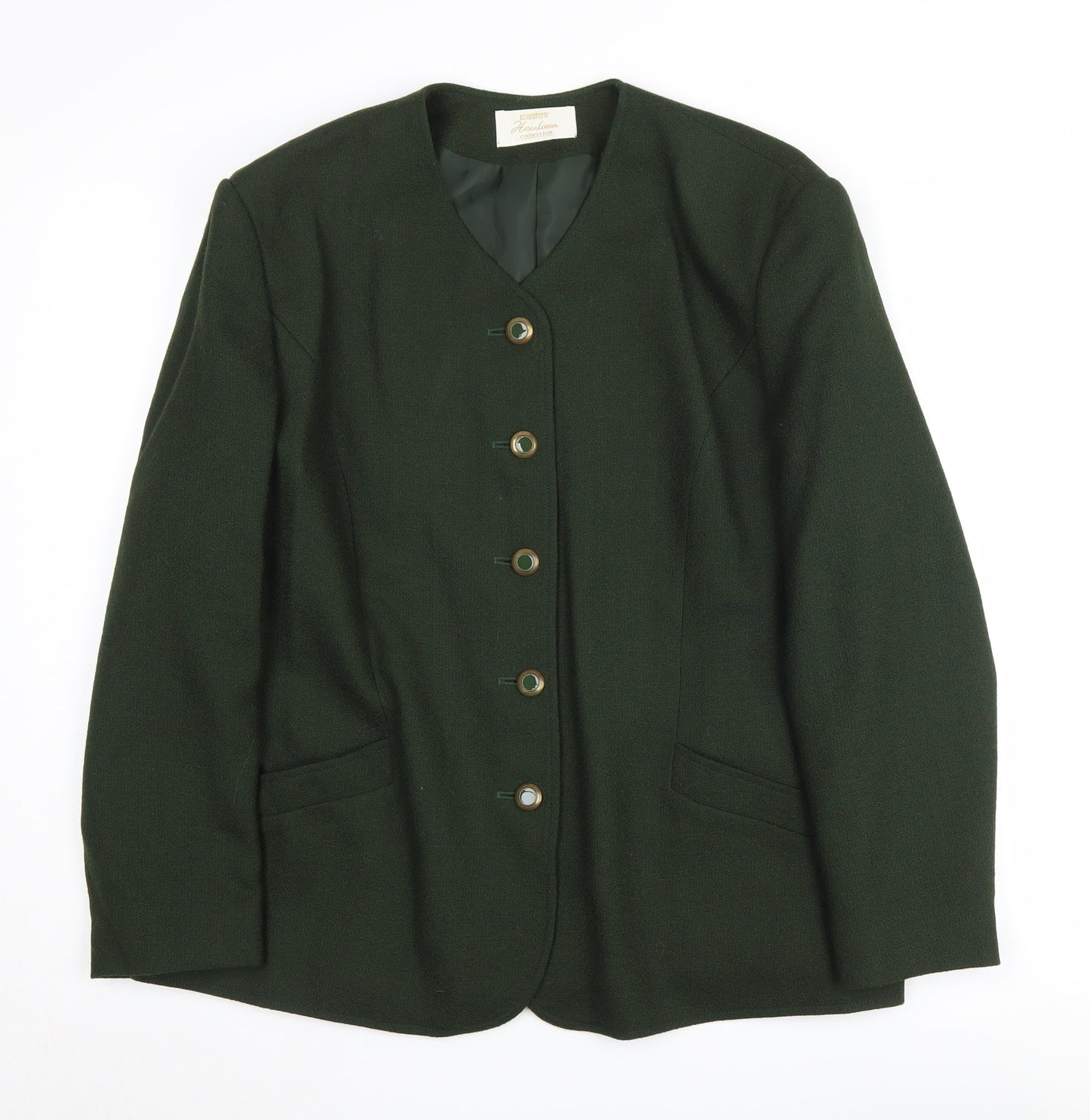EaSTEX Women's Green Wool Blazer Size 16 Five-Button Classic
