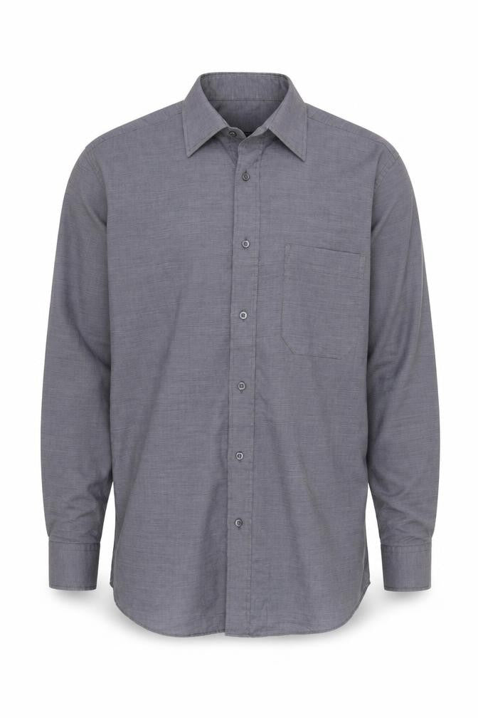 Front view of Thomas Nash Men's Grey Regular Fit Long Sleeve Shirt