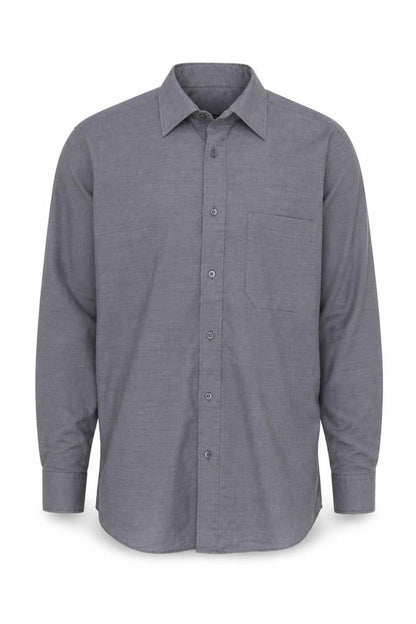 Front view of Thomas Nash Men's Grey Regular Fit Long Sleeve Shirt