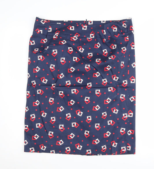 Laura Ashley Women's Blue Geometric Pencil Skirt