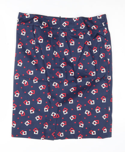 Laura Ashley Women's Blue Geometric Pencil Skirt