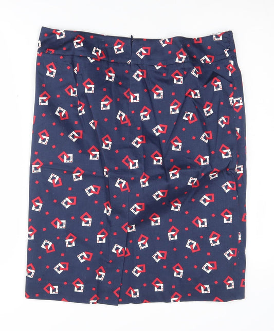 Laura Ashley Women's Blue Geometric Pencil Skirt