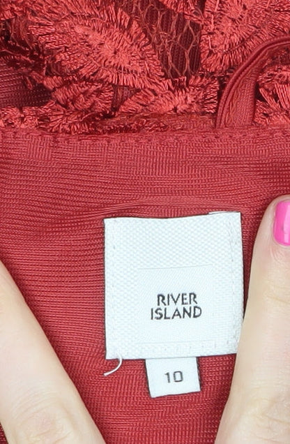 Womens UK Size 10 River Island Red Camisole Blouse