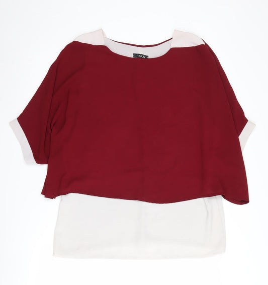 Quiz Women's Red Blouse M Casual Boat Neck Kimono