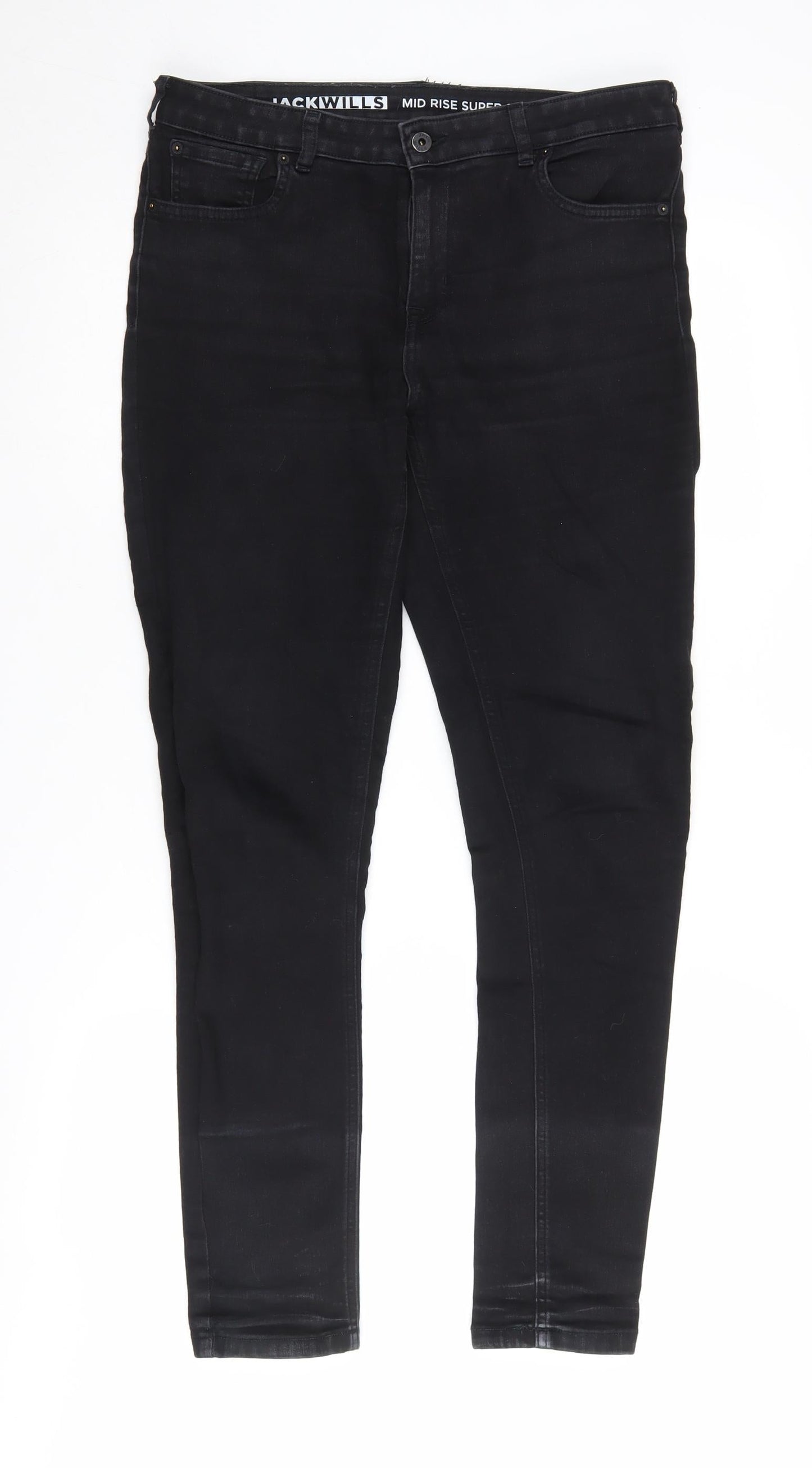 Womens UK Size L Jack Wills Slim Fit Skinny Black Jeans