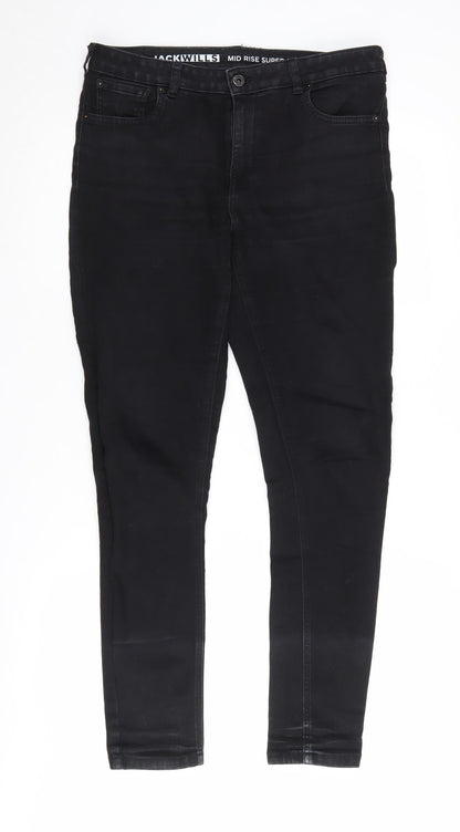 Womens UK Size L Jack Wills Slim Fit Skinny Black Jeans