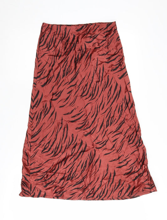 Next Women's Red Animal Print Midi Skirt Size 8