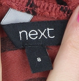 Next Women's Red Animal Print Midi Skirt Size 8