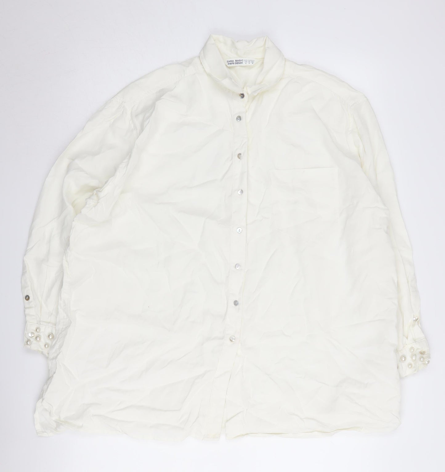 Womens UK Size M Zara White  Button-Up
