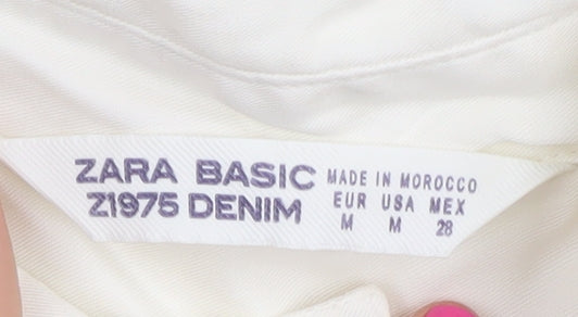 Womens UK Size M Zara White  Button-Up